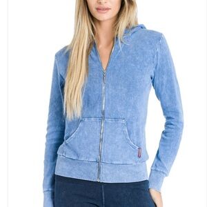 Hard tail RIBBED ZIP-UP HOODIE